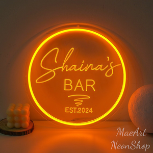 Custom Bar Neon Sign Business Logo For Company, Home Bar / Round Bar Neon Sign
